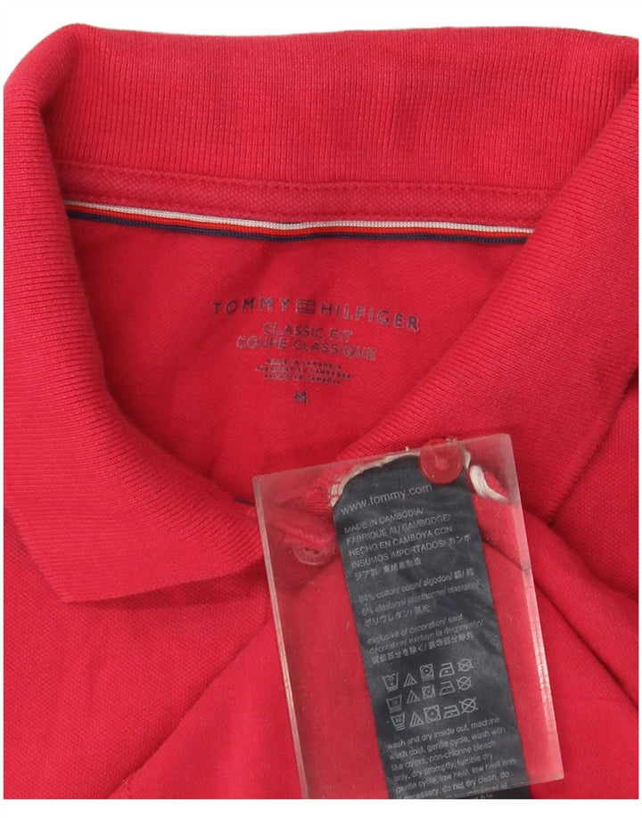 TOMMY HILFIGER Polo da donna vestibilità classica UK 12 cotone rosso medio