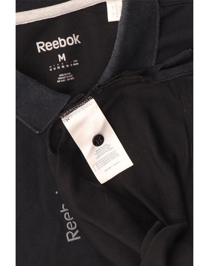 Polo Reebok da uomo in cotone nero medio