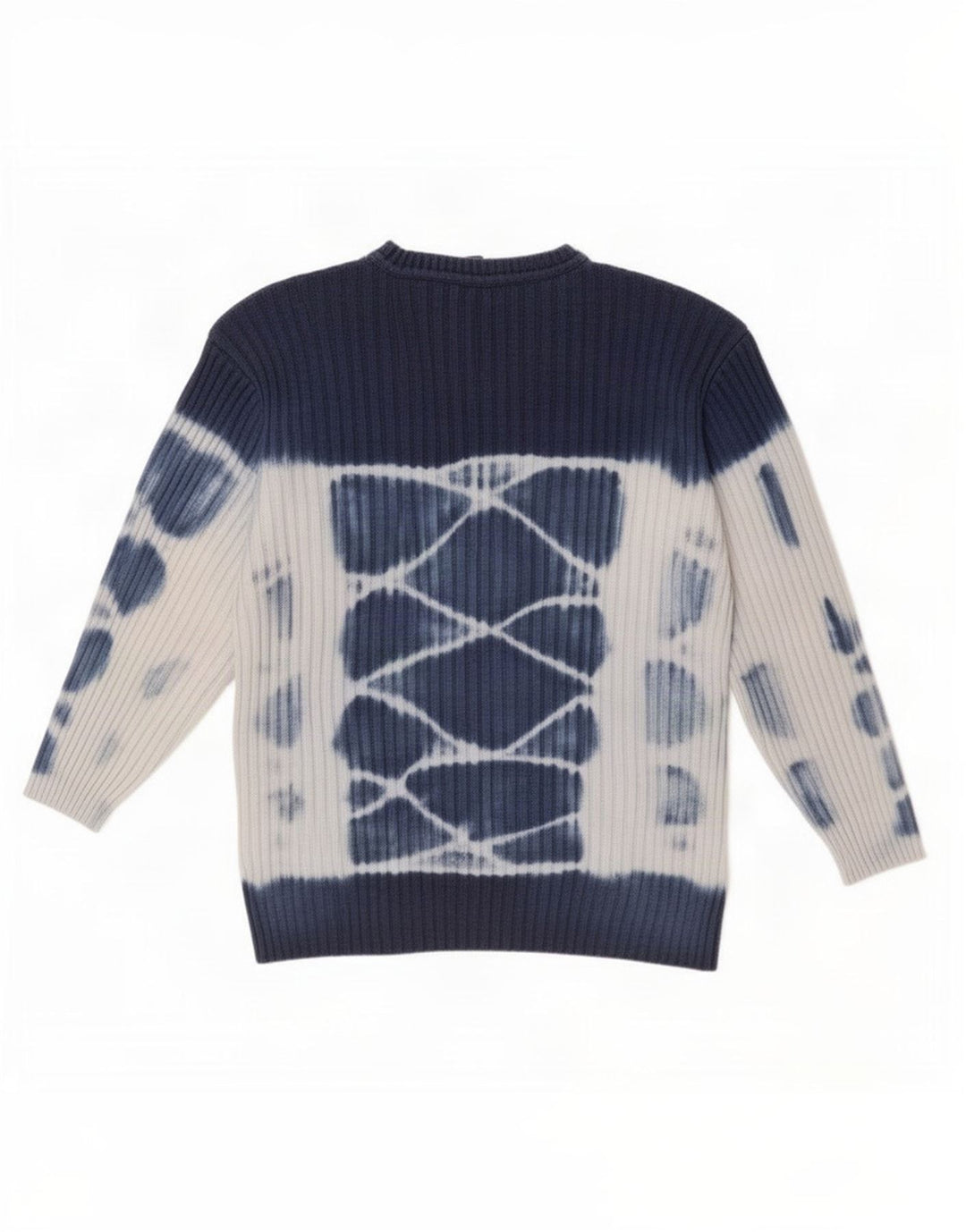 Maglione maglione girocollo da uomo vintage in cotone tie dye blu navy medio