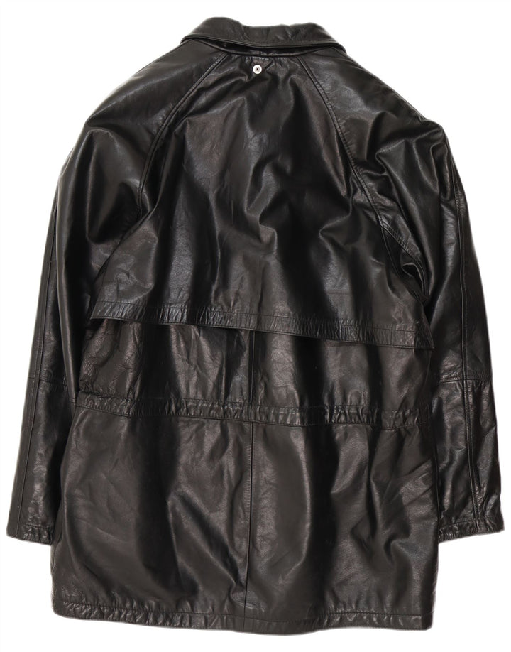 MORE & MORE Cappotto in pelle da uomo UK 40 Grande pelle nera