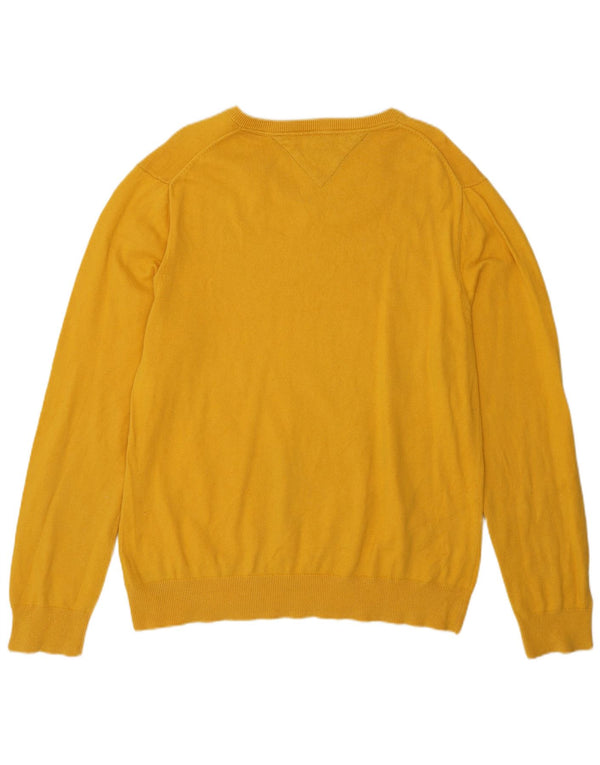 Maglione maglione con scollo a V da uomo Tommy Hilfiger grande cotone giallo