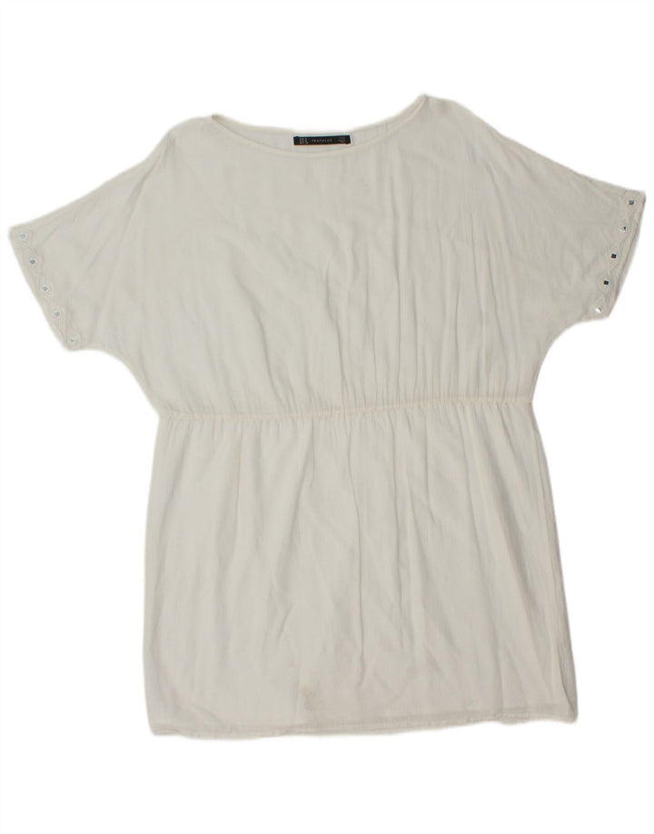 Blusa oversize da donna Zara Top UK 14 Poliestere bianco medio