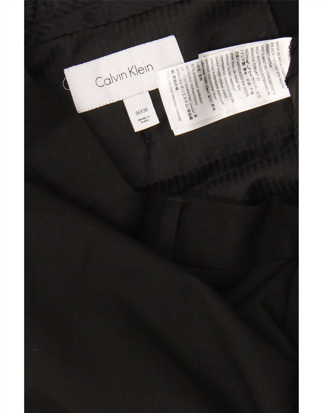 CALVIN KLEIN Pantaloni chino slim da uomo W36 L30 poliestere nero