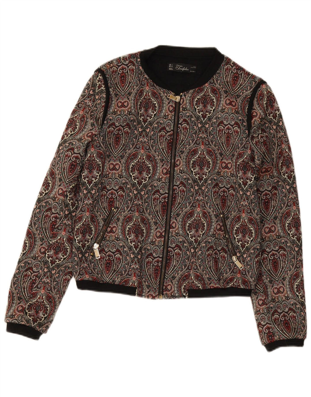 Giubbotto bomber corto da donna Zara UK 10 piccolo motivo cachemire multicolore