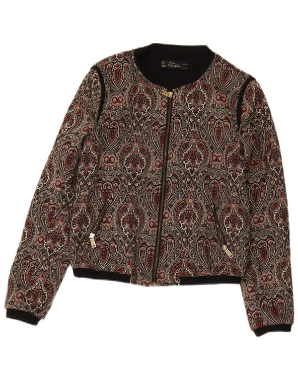 Giubbotto bomber corto da donna Zara UK 10 piccolo motivo cachemire multicolore