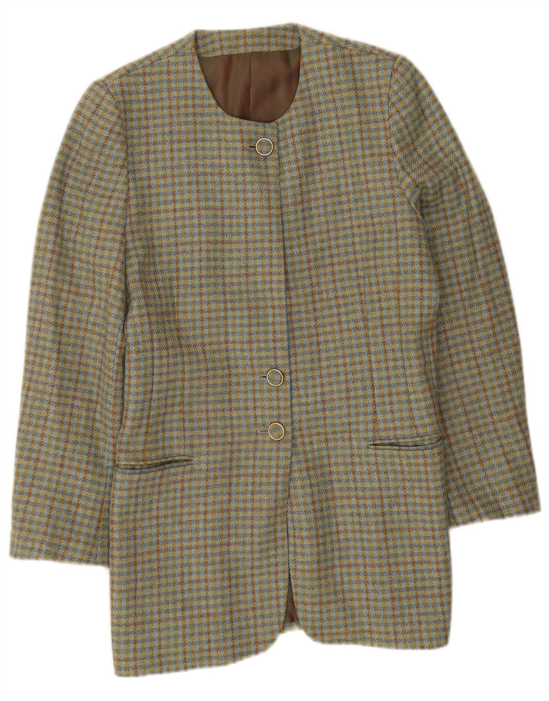 Giacca blazer a 3 bottoni da donna Henry Cottons IT 42 Lana a quadretti verde medio