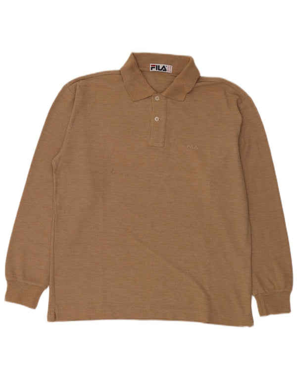 Polo da uomo a maniche lunghe Fila IT 46 Small in cotone beige