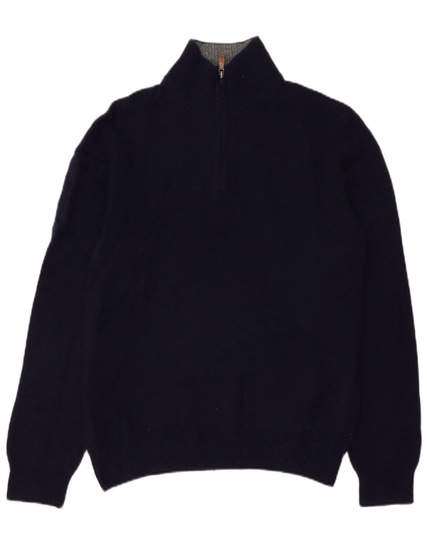 Maglione da uomo HACKETT con zip e collo in lana d'agnello medio blu navy