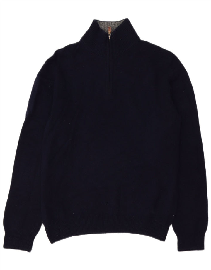 Maglione da uomo HACKETT con zip e collo in lana d'agnello medio blu navy