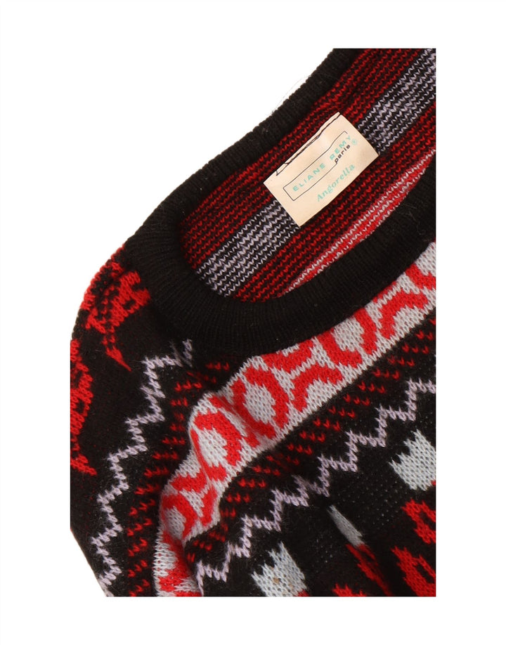 Maglione girocollo da uomo vintage in acrilico floreale medio multicolore