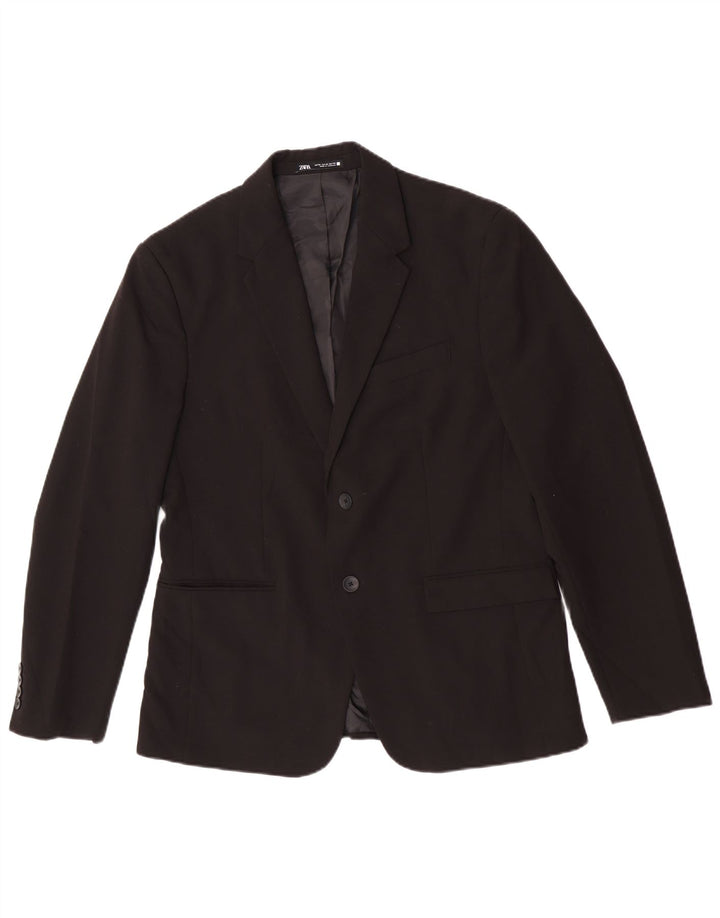 Giacca blazer da uomo a 2 bottoni Zara EU 52 grande poliestere nero