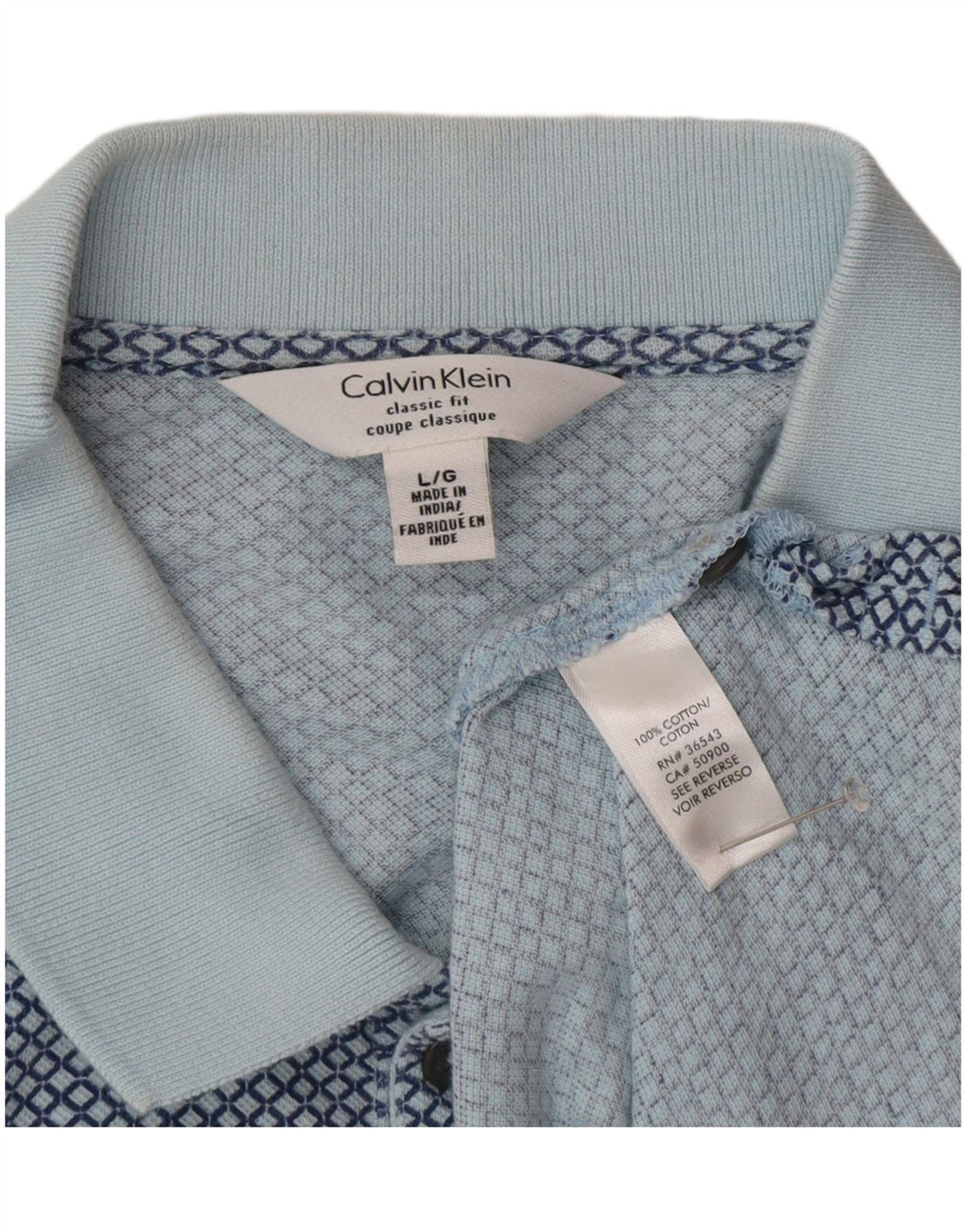 Polo Calvin Klein da uomo con vestibilità classica, grande, in cotone geometrico blu
