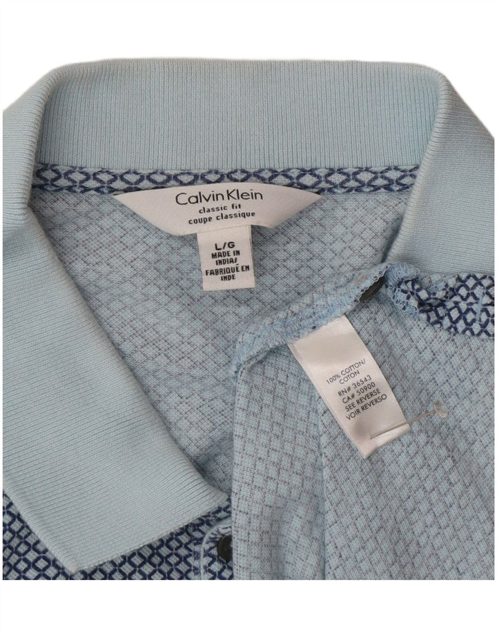 Polo Calvin Klein da uomo con vestibilità classica, grande, in cotone geometrico blu