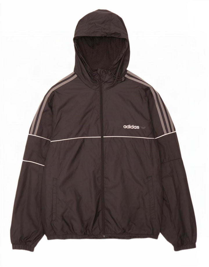 Giacca antipioggia con cappuccio grafico da uomo Adidas UK 42 XL poliestere nero
