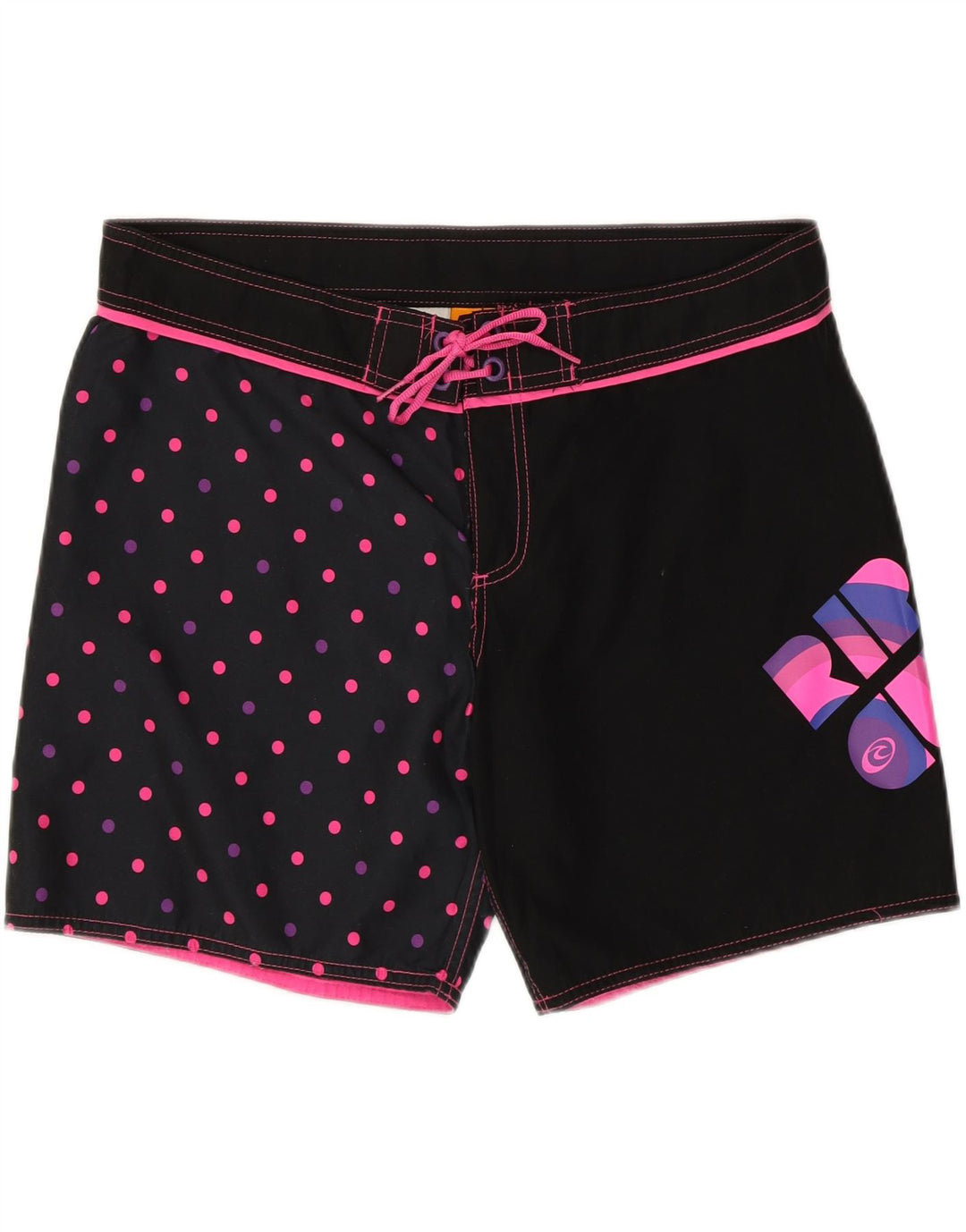 RIP CURL Mens Graphic Swimming Shorts Large Black Polka Dot Polyester Vintage Rip Curl and Second-Hand Rip Curl from Messina Hembry 
