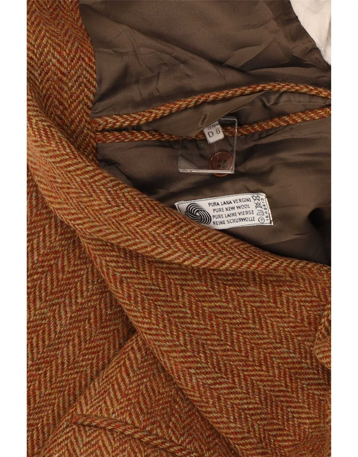 Giacca blazer a 2 bottoni da uomo Harris Tweed IT 54 2XL Lana a spina di pesce marrone