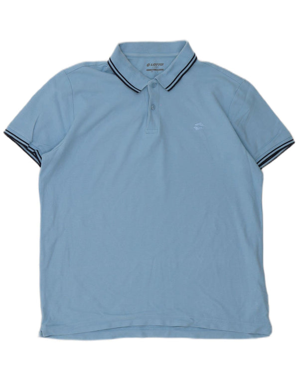 Polo da uomo Lotto Life Large in cotone a righe blu
