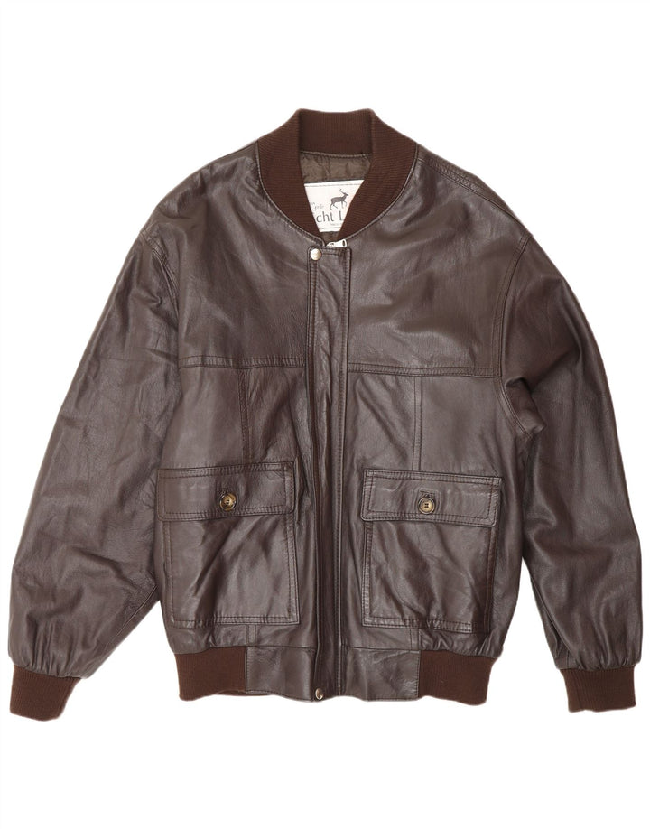 Giacca in pelle vintage da uomo UK 38 in pelle marrone medio