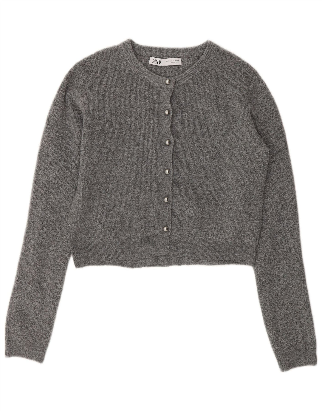 Maglione cardigan corto Zara da donna UK 10 piccolo grigio