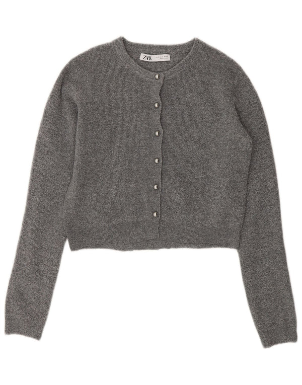 Maglione cardigan corto Zara da donna UK 10 piccolo grigio