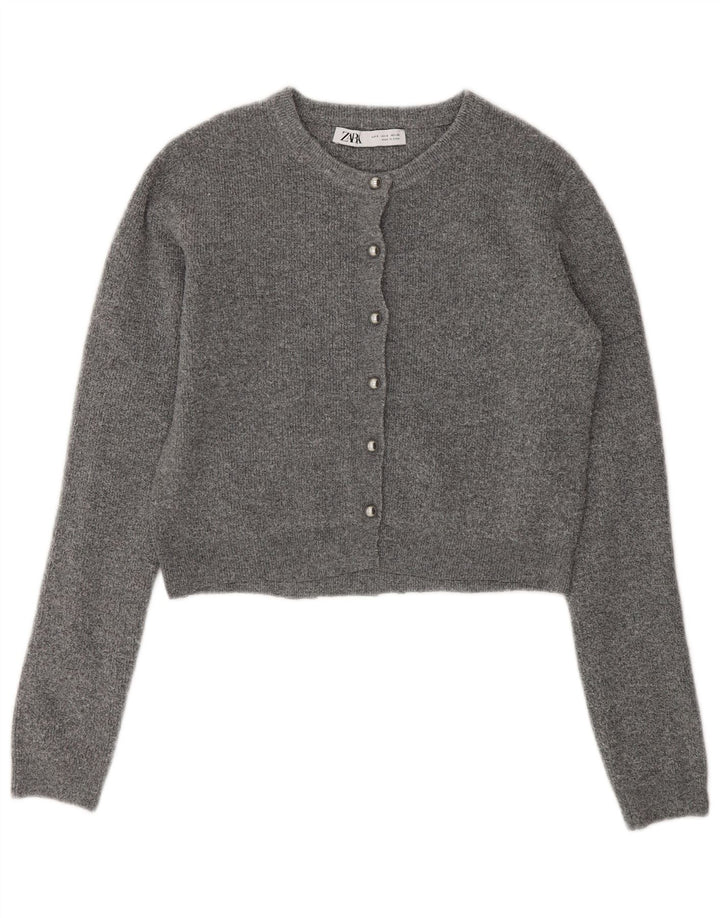 Maglione cardigan corto Zara da donna UK 10 piccolo grigio