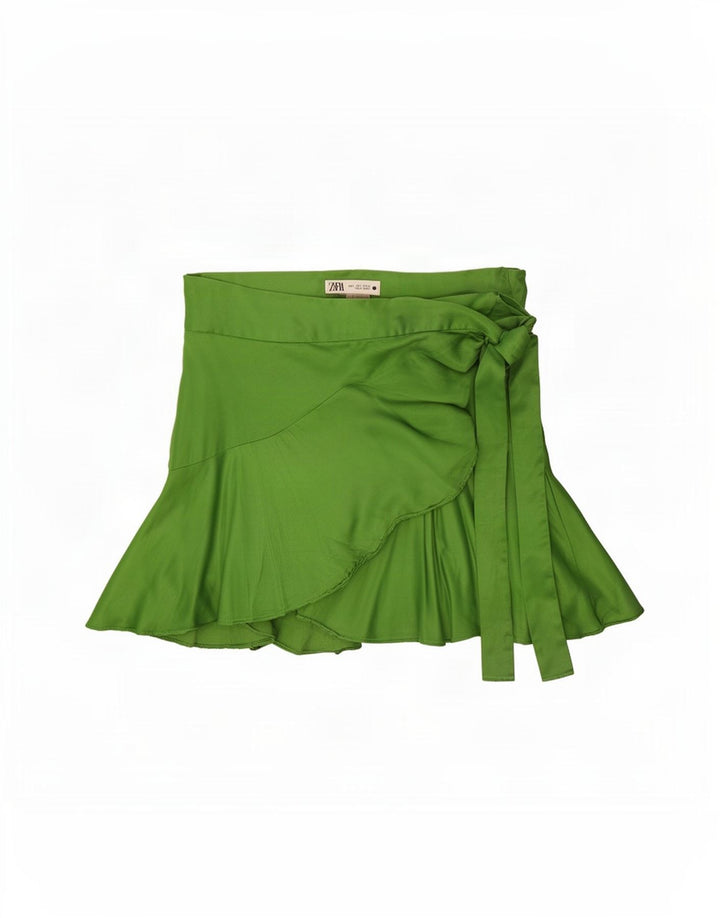 Gonna mini avvolgente da donna Zara grande W30 verde