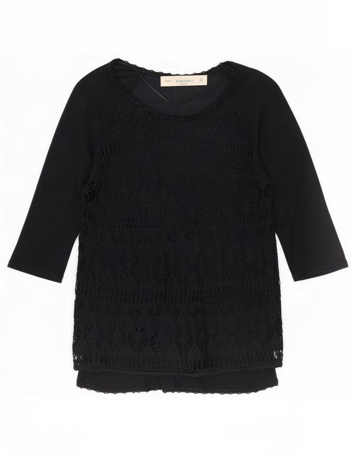 Top trasparente da donna Zara manica 3/4 UK 12 medio nero