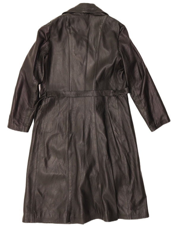 Cappotto in pelle vintage da donna UK 18 XL Nero