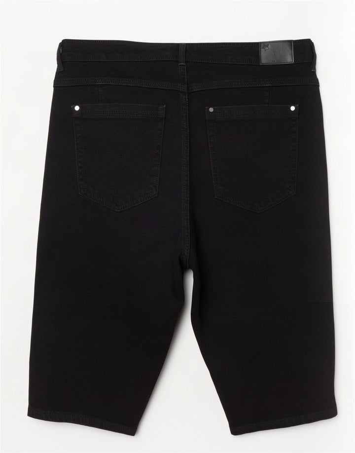 Pantaloncini di jeans Bermuda da donna Marks & Spencer UK 16 Large W32 Cotone nero