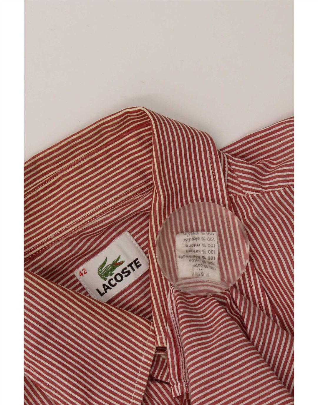 Camicia da uomo Lacoste taglia 42 grande cotone a righe rosse