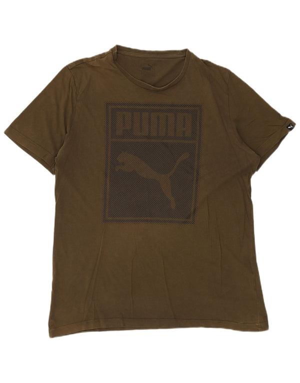 T-shirt grafica da uomo PUMA Top Large in cotone kaki