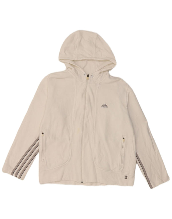 Maglione con cappuccio e zip da donna Adidas UK 14 grande cotone bianco