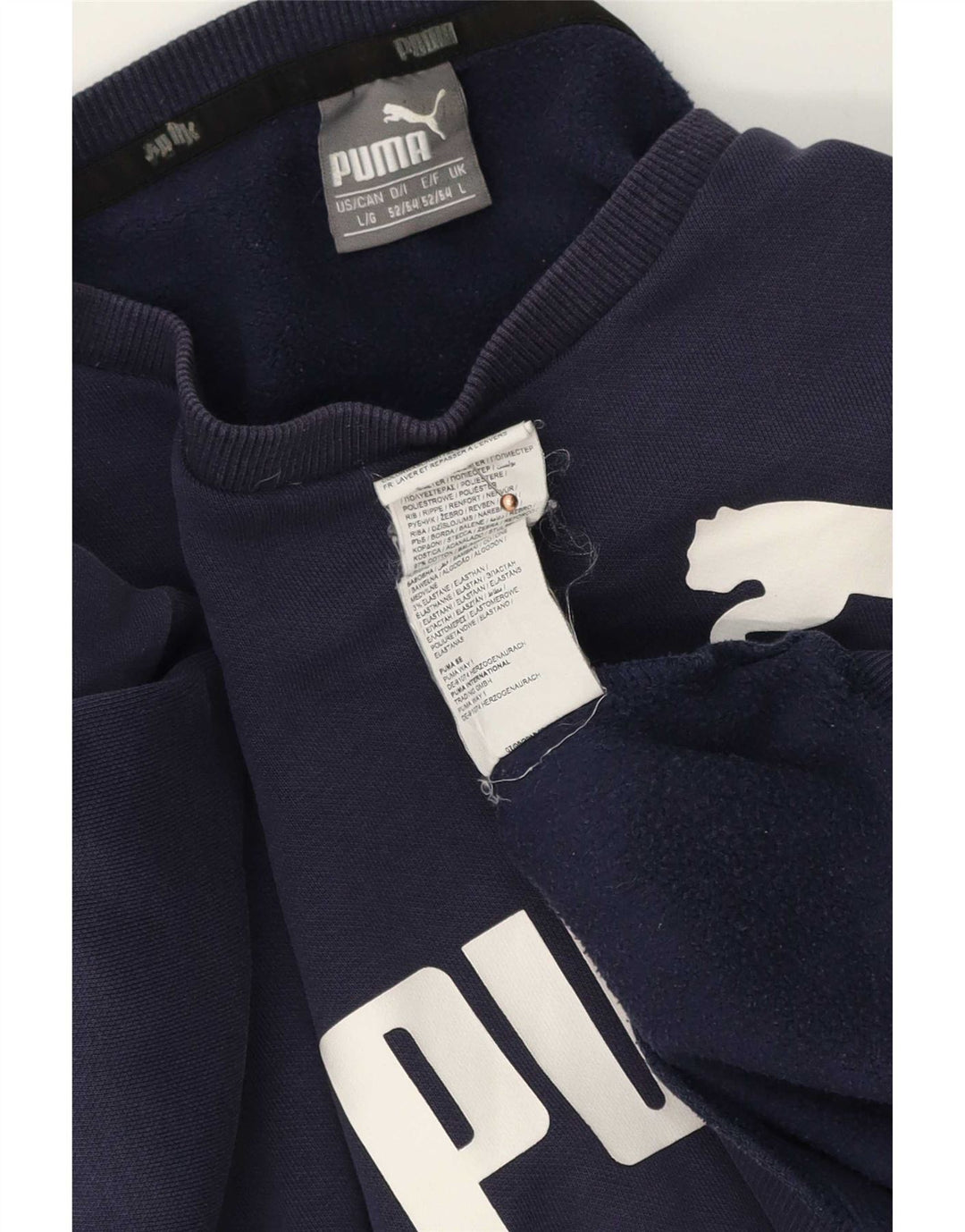Felpa grafica da uomo Puma Maglione grande in cotone blu navy