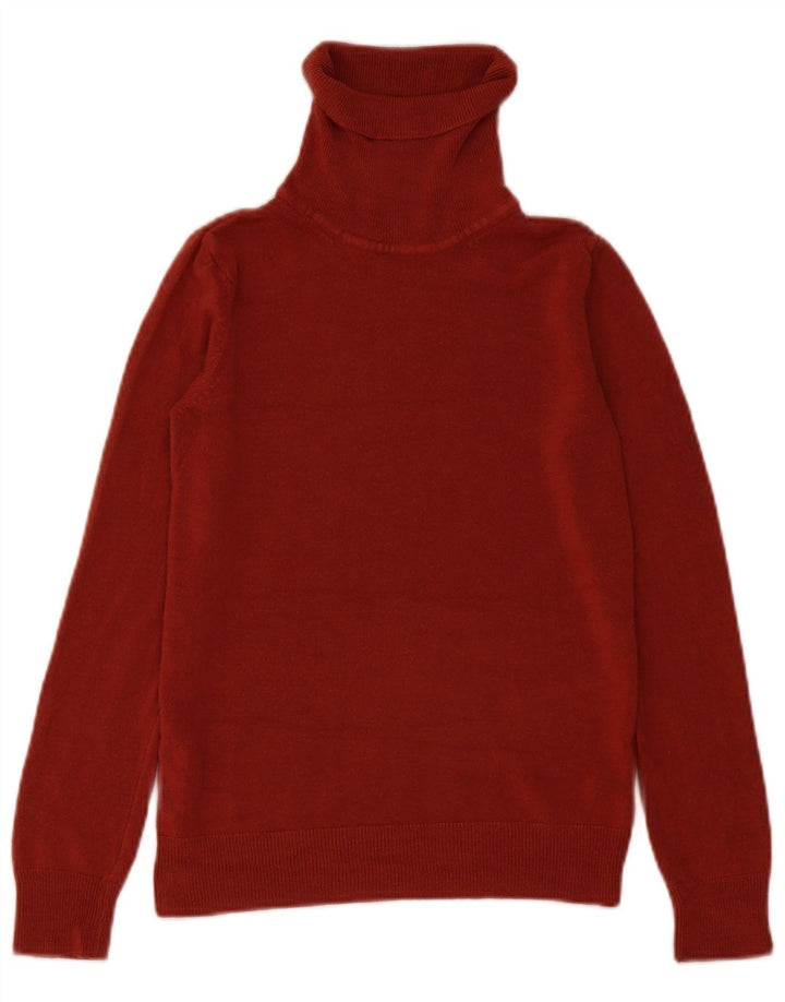 Maglione maglione a collo alto da donna Marks & Spencer UK 8 piccolo acrilico rosso