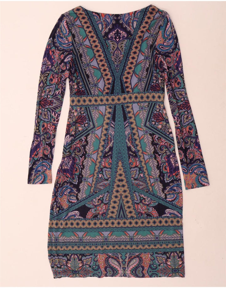 MONSOON Abito a trapezio da donna a maniche lunghe UK 12 Paisley medio multicolore