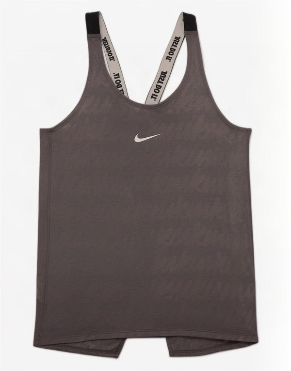 Canotta grafica Nike Dri Fit da donna UK 8 Small Grigio Colourblock in poliestere