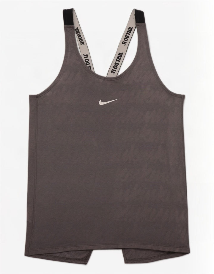 Canotta grafica Nike Dri Fit da donna UK 8 Small Grigio Colourblock in poliestere