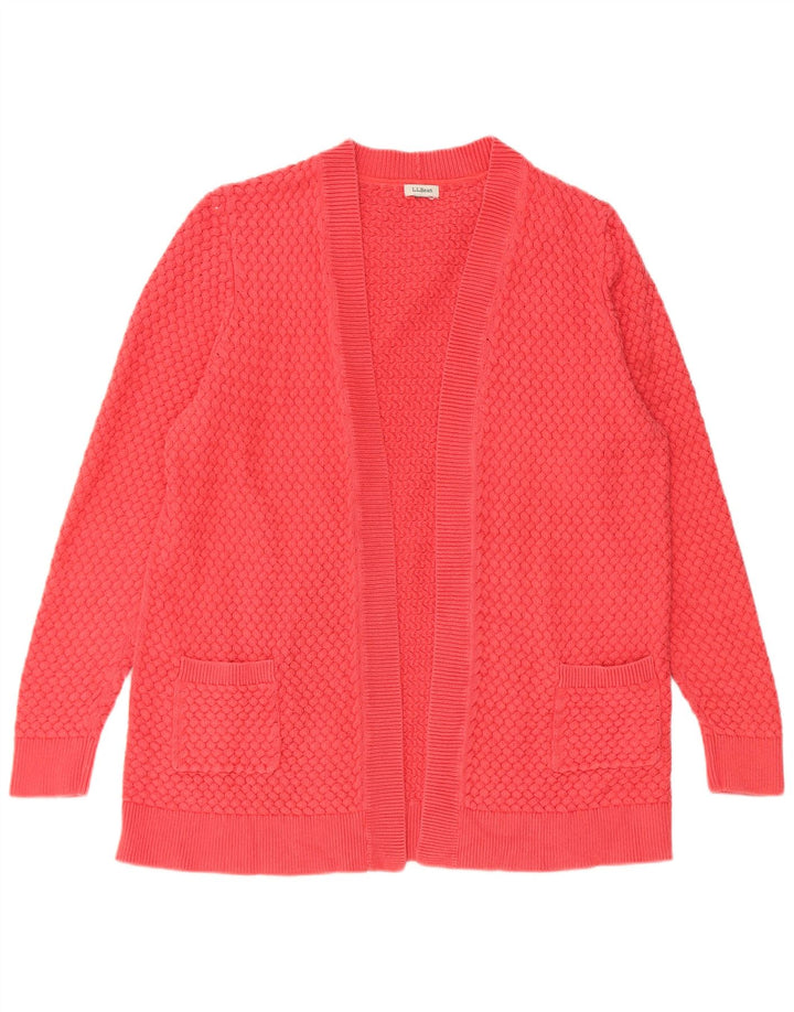Maglione cardigan aperto da donna L.L.Bean UK 16 grande cotone rosso
