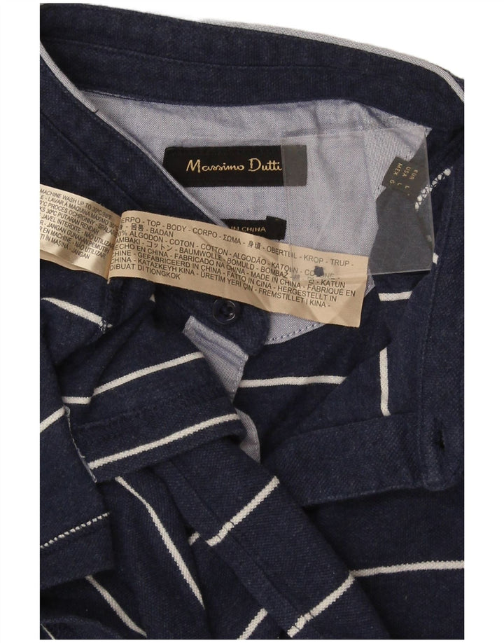 Polo da uomo Massimo Dutti grande in cotone a righe blu navy