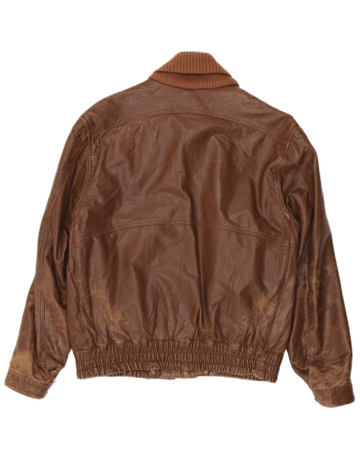 Giacca in pelle vintage da uomo IT 48 in pelle marrone medio