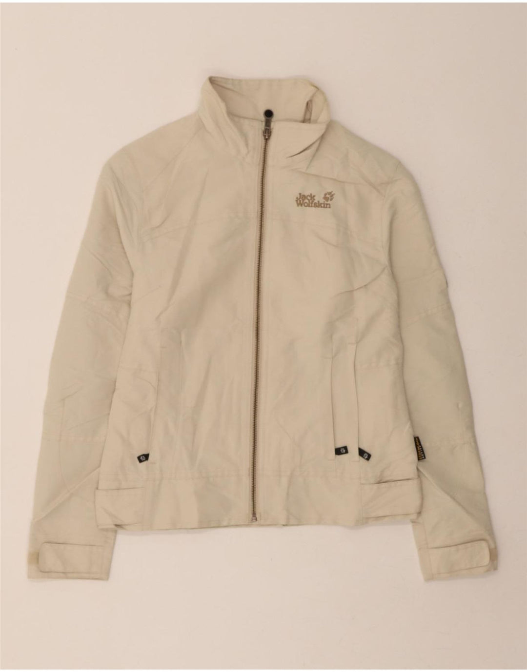 JACK WOLFSKIN Womens Windbreaker Jacket UK 8 Small Beige Polyester Vintage Jack Wolfskin and Second-Hand Jack Wolfskin from Messina Hembry 
