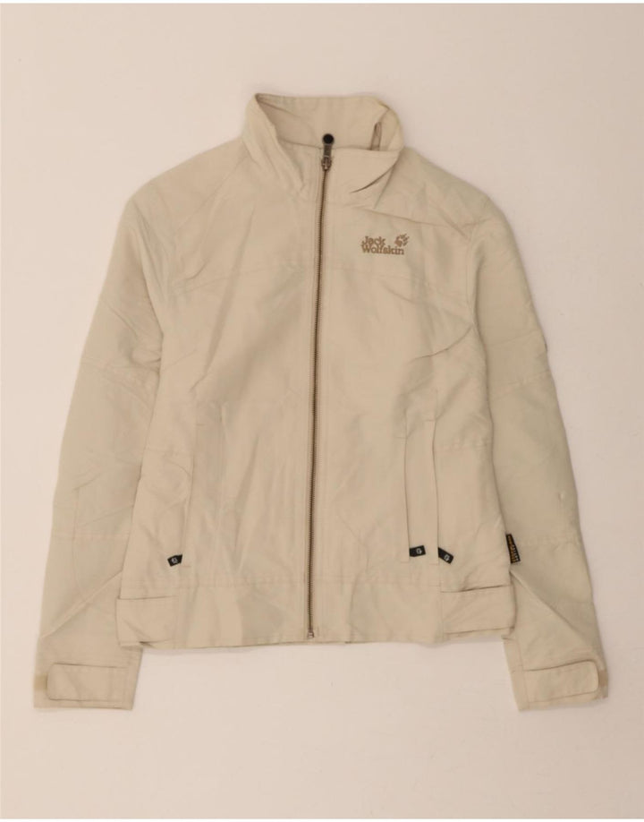 JACK WOLFSKIN Womens Windbreaker Jacket UK 8 Small Beige Polyester Vintage Jack Wolfskin and Second-Hand Jack Wolfskin from Messina Hembry 
