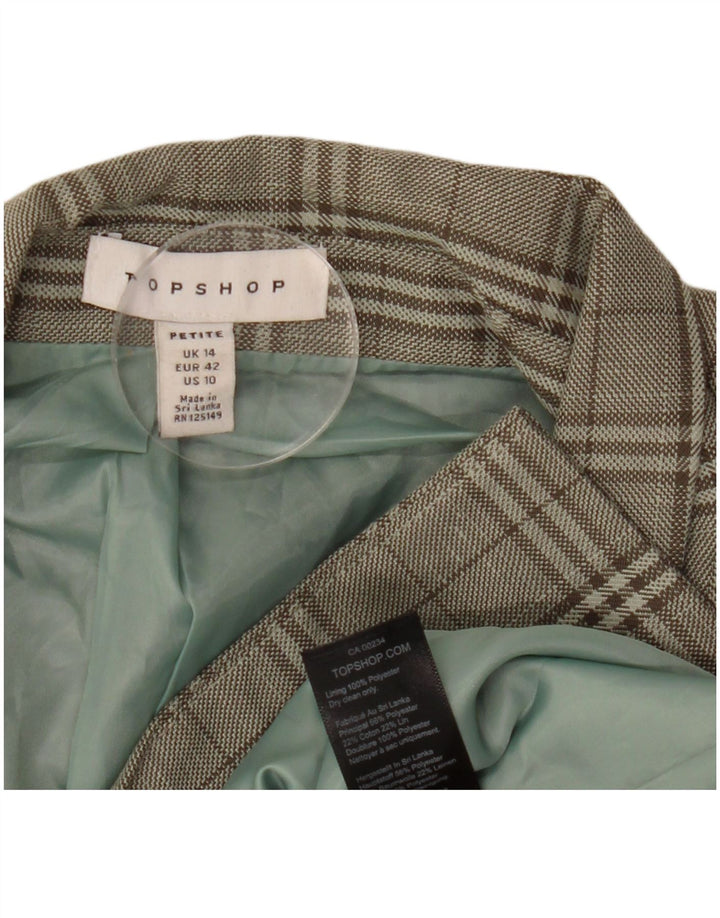 Topshop Giacca blazer doppiopetto da donna Petite UK 14 grande quadri verdi