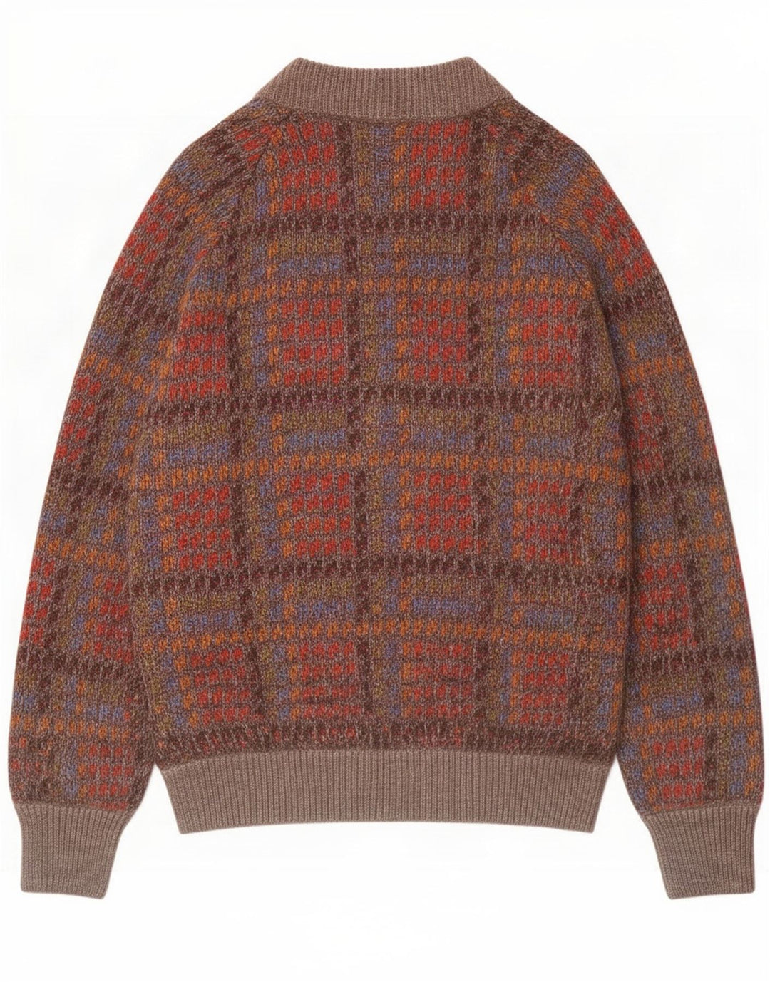 Maglione cardigan da uomo vintage a quadri multicolore medio