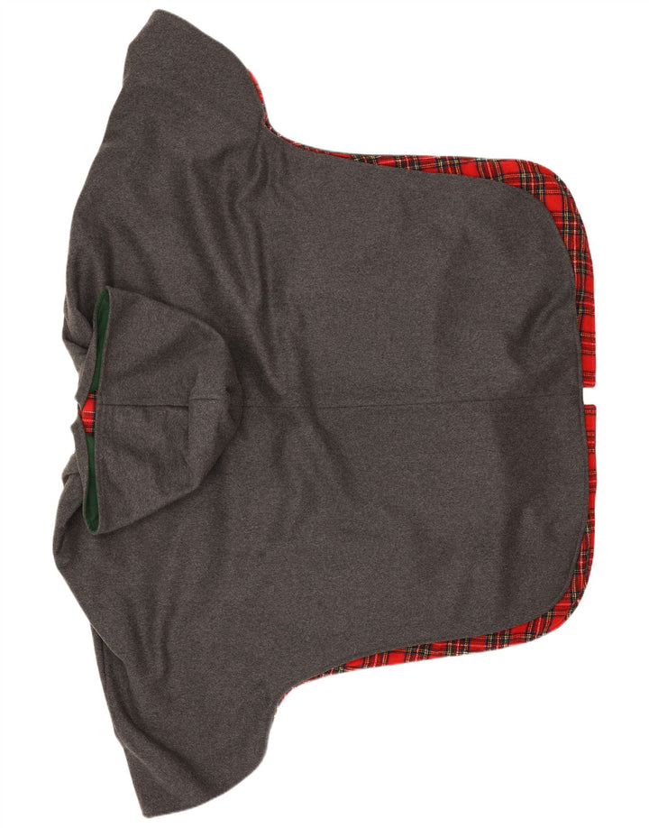 Cappotto poncho vintage con cappuccio da donna, taglia unica, grigio