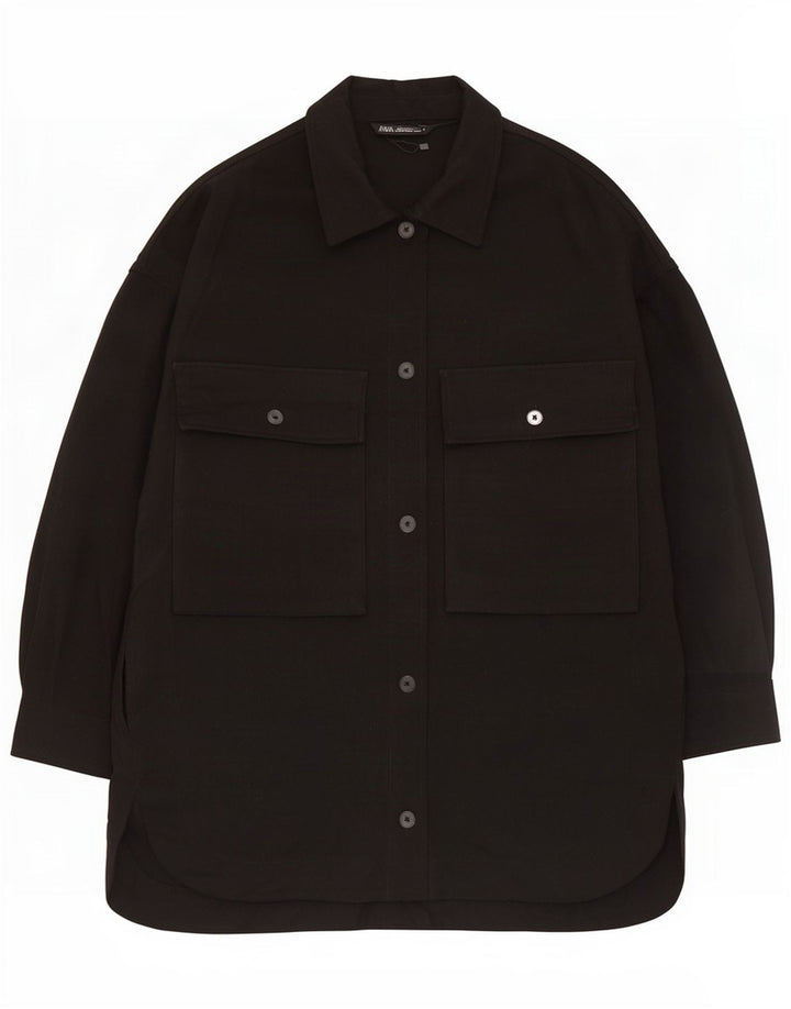Cappotto oversize da donna Zara UK 16 Large Nero Poliestere
