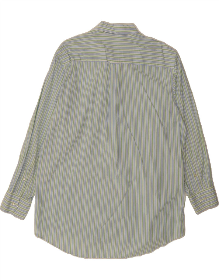 IZOD Mens Shirt Size 16 1/2 Large Green Striped Cotton Vintage Izod and Second-Hand Izod from Messina Hembry 