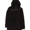 CALVIN KLEIN Womens Hooded Overcoat UK 10 Small Black Polyester Vintage Calvin Klein and Second-Hand Calvin Klein from Messina Hembry 