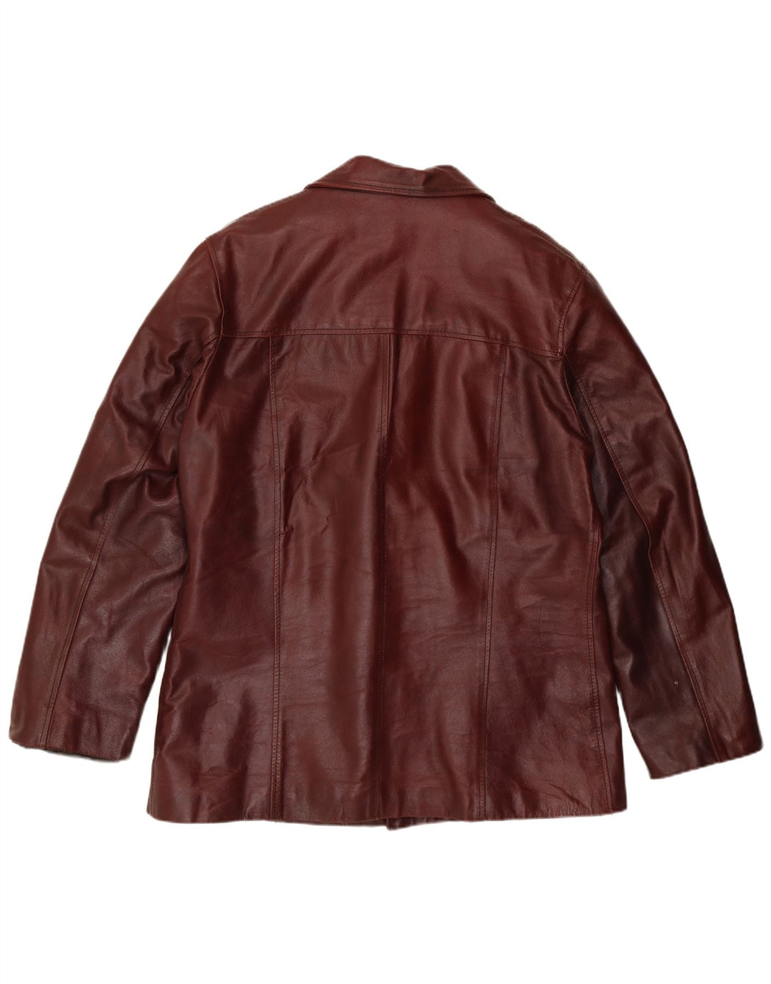 Giacca blazer in pelle vintage da uomo a 3 bottoni UK 44 2XL Borgogna