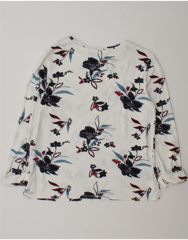 Marks & Spencer Top da donna a maniche lunghe UK 12 Viscosa floreale bianca media
